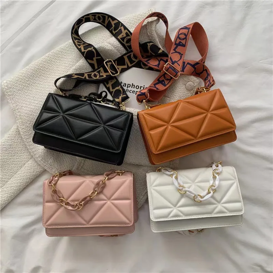 Luxury Women's Textured Tote Bag with Geometric Clutch & Printed Scarf Handle – 2-Piece Handbag Set