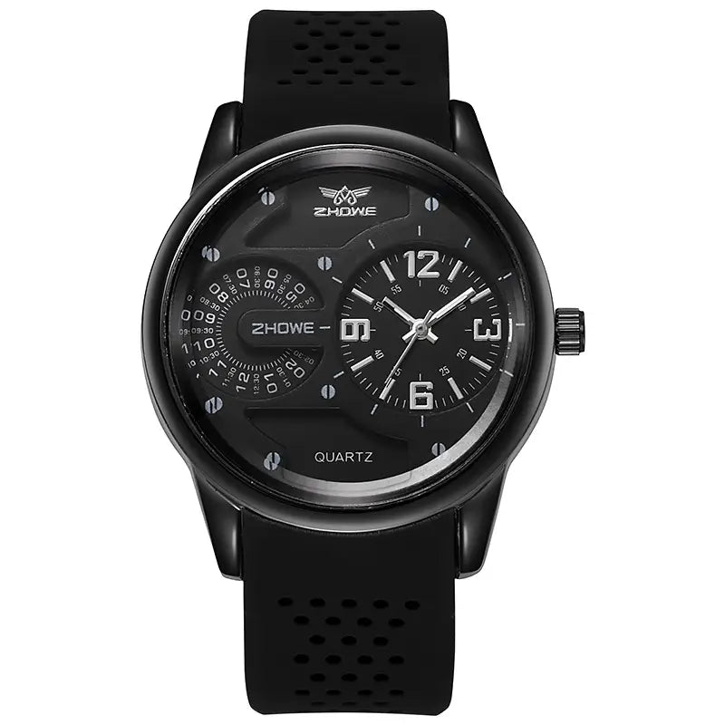 ZHOWE Men's Luxury Quartz Analog Watch – Stylish Brown Silicone Strap | Waterproof Casual Wristwatch
