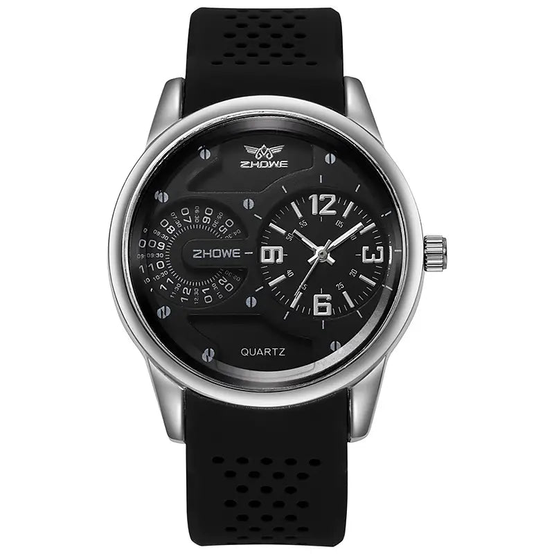 ZHOWE Men's Luxury Quartz Analog Watch – Stylish Brown Silicone Strap | Waterproof Casual Wristwatch