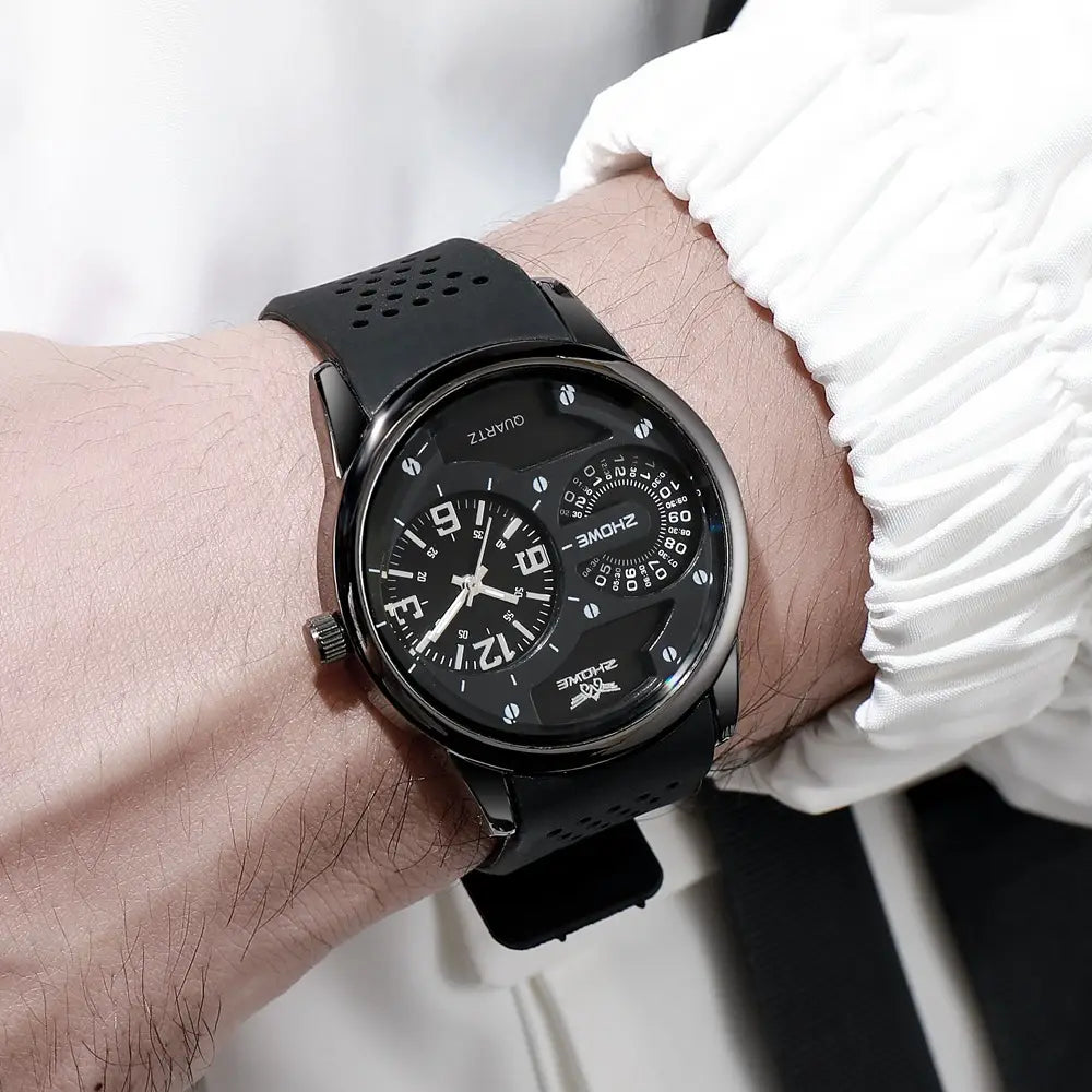 ZHOWE Men's Luxury Quartz Analog Watch – Stylish Brown Silicone Strap | Waterproof Casual Wristwatch