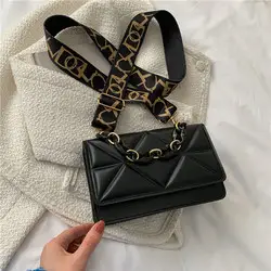 Luxury Women's Textured Tote Bag with Geometric Clutch & Printed Scarf Handle – 2-Piece Handbag Set